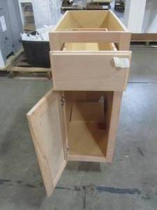 lot 514 image: Hampton Bay Assembled 12x34.5x24 in. Base Kitchen Cabinet in Unfinished Beech KB12-UFDF