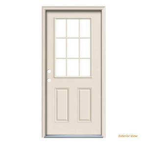 lot 629 image: Jeld-Wen 36 in. x 80 in. 9 Lite Primed Steel Prehung Right-Hand Inswing Back Door with Brickmould, 827443 - Some Slight Scratches.
