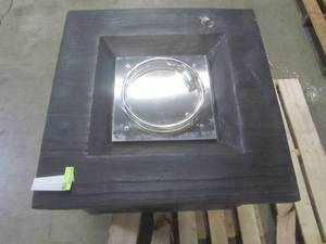 lot 522 image: Noble House Clyde 32 in. x 23 in. Square Concrete Propane Fire Pit in Natural Wood 54007