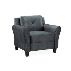 lot 713 image: Lifestyle Solutions Harvard Microfiber Loveseat, Sofa, Chair Set with Rolled Arms in Dark Grey