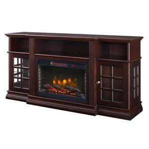 lot 413 image: Home Decorators Collection Archfield 65 in. Freestanding Infrared Electric Fireplace TV Stand in Espresso, 365-181-202-Y - Open Box - May be Missing partshardware.