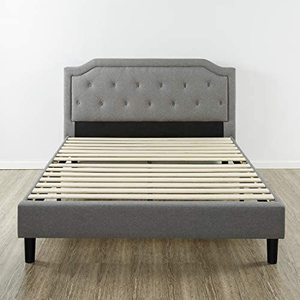 lot 414 image: Zinus Platform Bed Button Tufted Full Wooden Slat Support, FSUP-F - May be Missing PartsHardware.