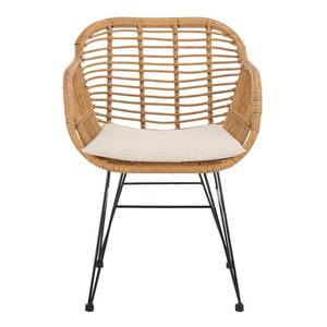lot 724 image: Safavieh Alton Light Brown 3-Piece Wicker Outdoor Bistro Set with Beige Cushions PAT9004C