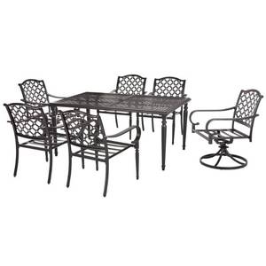 lot 726 image: Hampton Bay Laurel Oaks Black 6 Piece Dining Chairs - NO TABLE - 525.0200.000