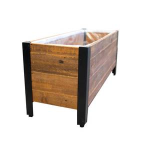 lot 730 image: Grapevine 37 in. x 15 in. Urban Garden Brown Recycled Wood Planter 11973LU MO