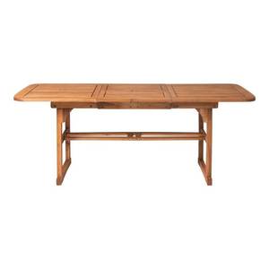 lot 740 image: Walker Edison Furniture Company Boardwalk Brown Acacia Wood Extendable Outdoor Dining Table HDWTEXBR