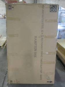 lot 741 image: Stylewell Mix and Match Lattice White Rectangle Metal Outdoor Patio Dining Table with Slat Top FTS70660C-W
