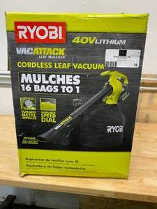 lot 18 image: RYOBI 40-Volt Lithium-Ion Cordless Leaf VacuumMulcher with 4.0 Ah Battery and Charger Included