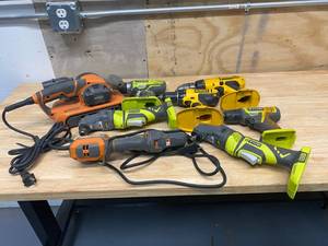 lot 67 image: DEWALT, RIGID, RYOBI  various hand tools