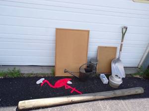 lot 75 image: 6 wood Post, Aluminum Shovel and more