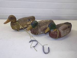lot 65 image: 3 Vintage Duck Decoys