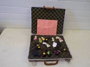 lot 210 image: Gun Case with Pistol Grips including Mother of Pearl Grips
