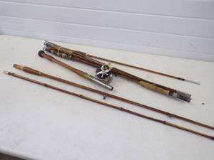 lot 278 image: Bamboo fishing Rods and one Reel