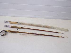 lot 281 image: 3 Bamboo fishing Rods and one Reel