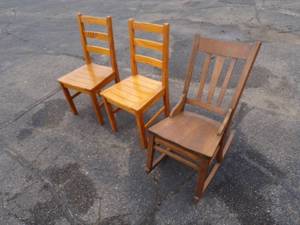 lot 310 image: Vintage Rocking Chair and 2 Wood Chairs