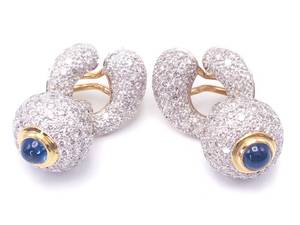 lot 4 image: High-End Designer Sapphire and Diamond Interchangeable Earrings in 18k Gold $12,000
