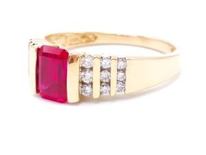 lot 7 image: Gorgeous, Large Ruby and Diamond Estate Ring in 14k Yellow Gold VIDEO