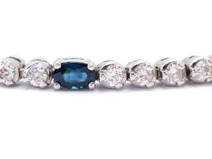 lot 8 image: Desirable Sapphire and Diamond Estate Tennis Bracelet in 14k White Gold $5150 VIDEO
