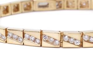 lot 14 image: Sonia Bitton Designer Geometric 4 Carat Diamond Link Estate Bracelet in 14k Yellow Gold 20 Grams $8290