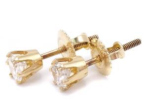 lot 15 image: .56 Carat Diamond Stud Screwback Earrings in 14k Yellow Gold