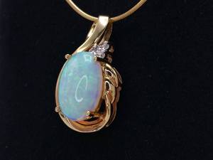 lot 18 image: Bold, Firey Opal and Diamond Estate Pendant in Yellow Gold $3200