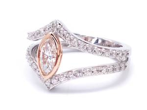 lot 19 image: Splendid .80 Carat Designer Higher Grade Diamond Ring in 14k White and Rose Gold $4325 VIDEO