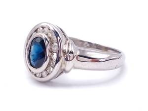 lot 36 image: Rich Blue Natural Sapphire and Diamond Estate Ring in 14k White Gold $2750