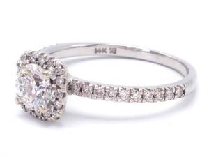 lot 37 image: 34 Carat Diamond Halo Estate Ring in 14k White Gold $3100