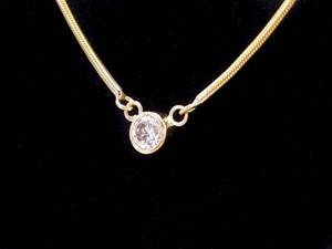 lot 38 image: .20 Carat Higher Grade Bezel Set Diamond Necklace in 14k Yellow Gold $2499
