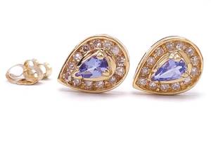 lot 39 image: Tantalizing Natural Tanzanite and Diamond Estate Earrings in 14k Yellow Gold $2375
