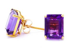 lot 42 image: Bold 14 Carat Amethyst Estate Earrings in 14k Yellow Gold $1599