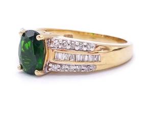 lot 43 image: Vibrant Green Tourmaline and Diamond Estate Ring in 14k Yellow Gold $2875