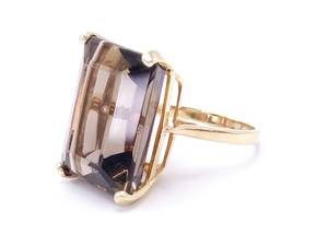 lot 50 image: 44.23 Carat Smoky Quartz Estate Ring in 14k Yellow Gold