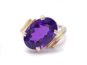lot 54 image: High Grade Deep Purple Amethyst Custom Estate Ring in 14k Yellow Gold $2650
