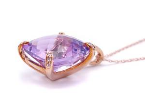 lot 57 image: Stunning and Elegant Amethyst and Diamond Estate Necklace in 10k Rose Gold $2999