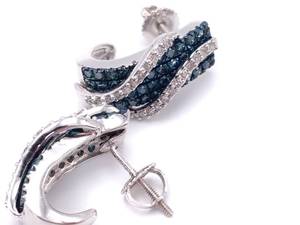 lot 76 image: Blue and White Diamond Estate Earrings in White Gold $1799