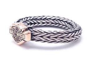lot 77 image: Harley Davidson 10k Gold and Sterling Silver Braided Ring