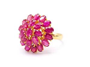 lot 15B image: Radiant 8.51 Carat Natural Ruby Cluster Estate Ring in 18k Yellow Gold $8880 VIDEO