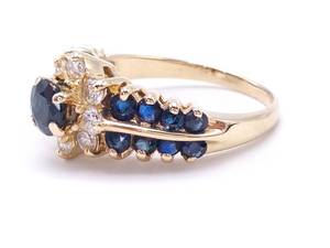 lot 19A image: Beautiful Natural Blue Sapphire and Diamond Estate Ring in 14k Yellow Gold $3850