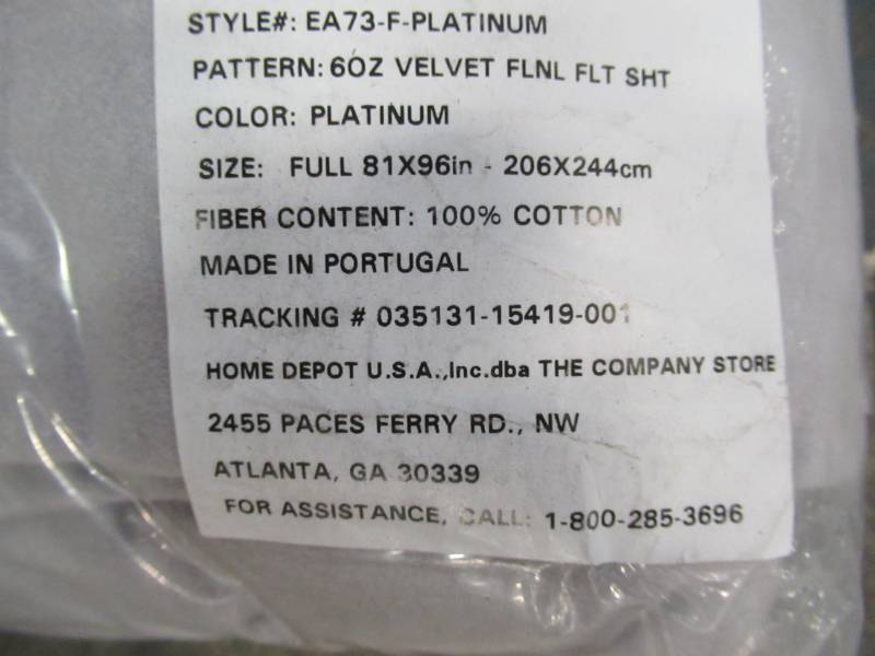 Legacy Velvet Flannel Platinum Solid Full Flat Sheet, EA73-F-PLATINUM - NEW.
