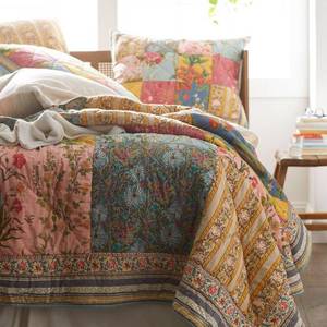 Rani Multicolored Vintage Floral Reversible Twin Cotton Patchwork Quilt, 50571Q-T-MULTI - NEW