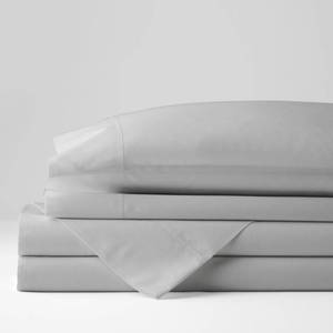Classic 4-Piece Mineral Gray Solid 210 Thread Count Cotton Percale California King Sheet Set, EC39-CK-MINGRAY - NEW