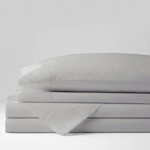 Cotton 4-Piece Dove Gray Solid 300 Thread Count Percale Queen Sheet Set, EC40-Q-DOVE-GRAY - NEW