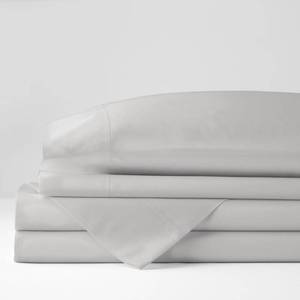 3-Piece Pearl Gray Solid 400 Thread Count Supima Cotton Percale Twin Sheet Set, EC42-T-PRL-GRAY - NEW