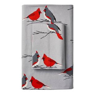 Winter Cardinal 5 oz. Cotton Flannel Fitted Sheet TWIN, 50474B-T-MULTI - NEW