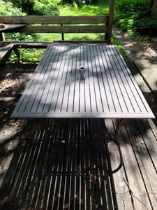 lot 213 image: Large Metal Patio Table