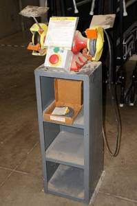 lot 32 image: 6 Bench Grinder on Cabinet