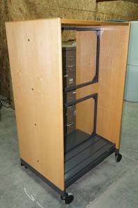 lot 127 image: Rolling Media Cabinet