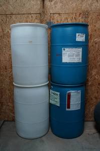 lot 180 image: (4) 55 Gallon Plastic Barrels