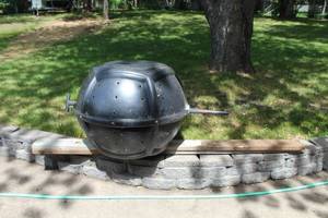 lot 367 image: Bio Orb Composting Bin 1cu.yd. with Custom Rolling Stand